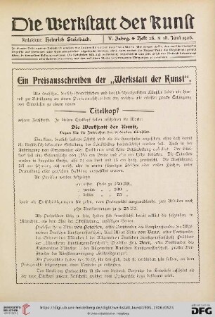 Ein Preisausschreiben der "Werkstatt der Kunst"