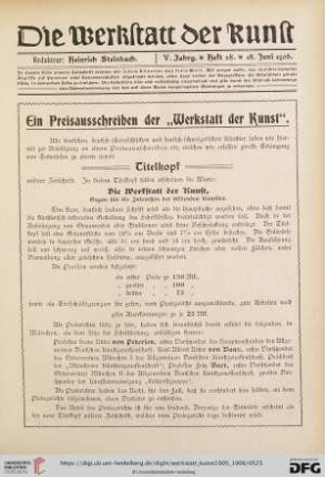 Ein Preisausschreiben der "Werkstatt der Kunst"