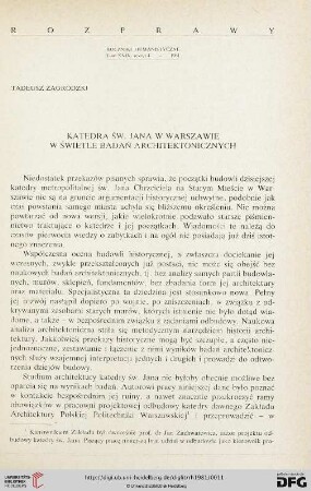 Tom 29: Katedra Św. Jana w Warszawie w świetle badań architektonicznych
