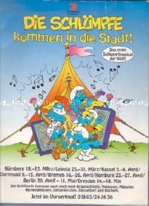 Programm zur Tournee des "Schlumpfmusicals"