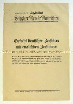 Sonderblatt der "Leipziger Neuesten Nachrichten" über ein Seegefecht vor der britischen Küste