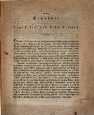 An die Bewohner des Inn- Eisack- und Etsch-Kreises