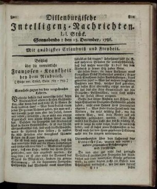 LI. Stück. Sonnabends: den 23. December, 1786.