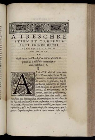 A Treschrestien et Trespuissant Prince Henri second de ce nom, Roy de France,[...]