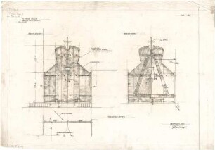 Gsaenger, Gustav; München - Allach; Ev. Kirche, Anbau Gemeindesaal - Vorhof, Kirchentor (Grundriss, Ansichten)