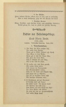 Dichter der Befreiungskriege.