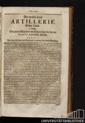Caput I. Von dem Ursprung des Salpeters / von seiner Natur und Würckung.