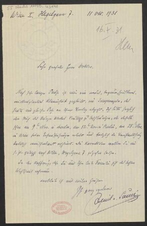 Brief an Ludwig Strecker und B. Schott's Söhne : 11.10.1931