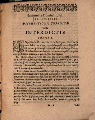 Autore Deo. Disputationis Iuridicae De Interdictis Theses