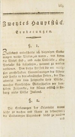 Zweytes Hauptstück. Eroberungen