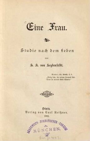 Eine Frau : Studie nach dem Leben