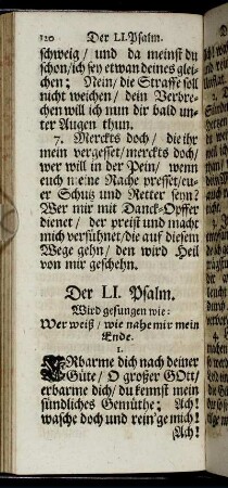 Der LI. Psalm. Wird gesungen wie: Wer weiß/ wie nahe mir mein Ende. - Der LXVII. Psalm. Wird gesungen wie: Nun sich der Tag geendet hat.