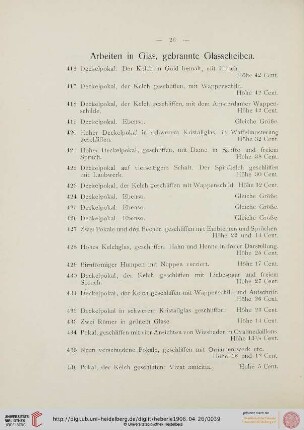 Arbeiten in Glas, gebrannte Glasscheiben (Nr. 416-531)