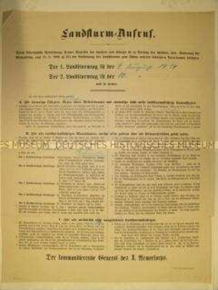 Aufruf zur Aufstellung des Landsturms