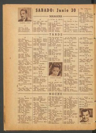 [Programa de] Sabado: Junio 30