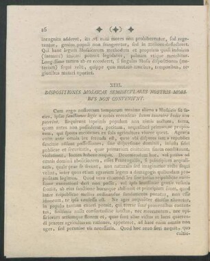 XIIII. Dispositiones Mosaicae Semiseculares Nostris Moribus Non Conveniunt
