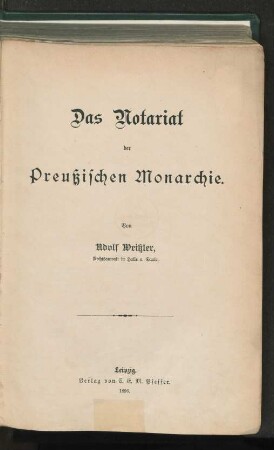 Das Notariat der Preußischen Monarchie