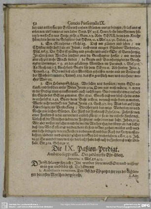 Die IX. Paßion-Predigt. Ambitio suppressa. Der gedämpfte Ehr-Geitz