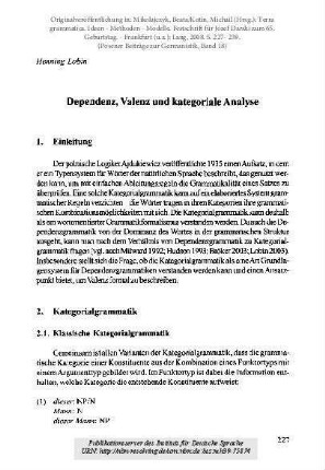 Dependenz, Valenz und kategoriale Analyse