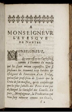 A Monseigneur L' Evesque De Nantes.