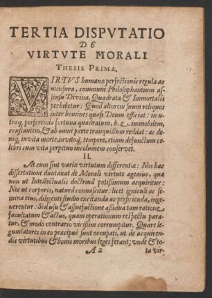 Tertia Disputatio De Virtute Morali