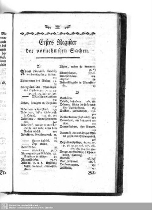 Erstes Register der vornehmsten Sachen