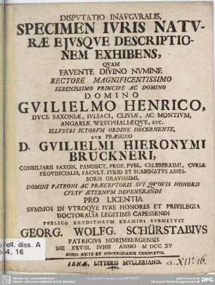 Disputatio Inauguralis, Specimen Iuris Naturae Eiusque Descriptionem Exhibens