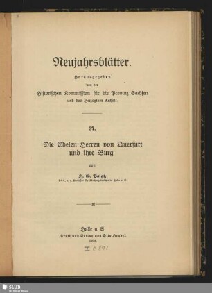 Die Edelen Herren von Querfurt und ihre Burg
