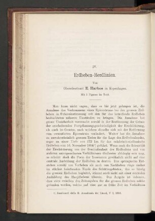 IV. Erdbeben-Herdlinien