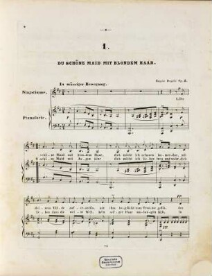 3 Lieder für Bariton oder Alt mit Begleitung des Pianoforte : op. 3
