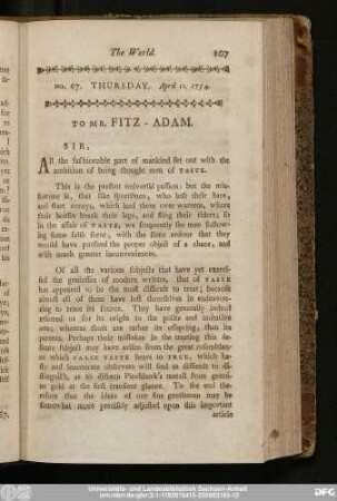 No. 67. Thursday. April 11, 1754.