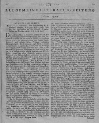 Löbell, J. W.: Zur Beurtheilung des C. Sallustius Crispus. Breslau: Holäufer 1818