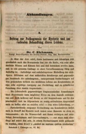 Zeitschrift des Deutschen Chirurgen-Vereins für Medicin, Chirurgie und Geburtshülfe. 6. 1852