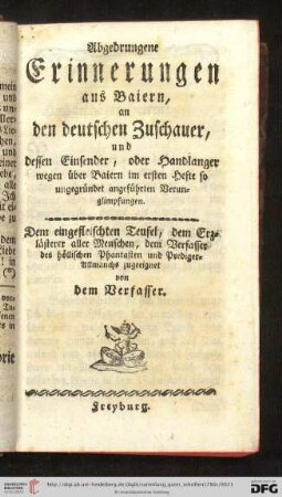 Abgedrungene Erinnerungen aus Baiern [...]