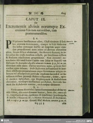 Caput IX. De Excrementis alvinis eorumque Excretionis Viis tum naturalibus, tum praeternaturalibus
