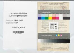 Entnazifizierung Erich Emonds, geb. 21.03.1904 (Verwaltungsangestellter)