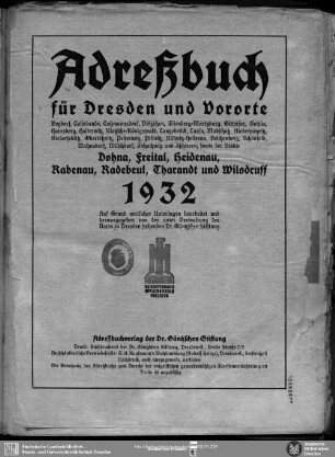 1932: Adreßbuch für Dresden und Vororte