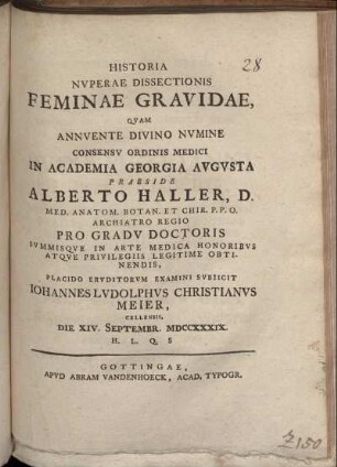 Historia Nuperae Dissectionis Feminae Gravidae