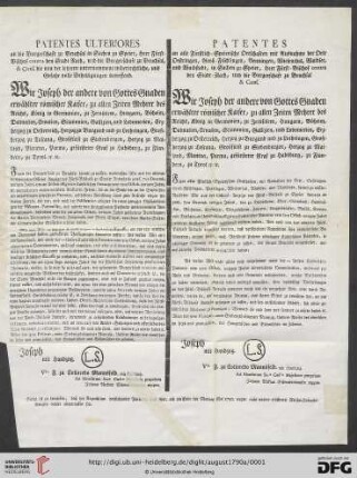 Patentes Ulteriores an die Burgerschaft zu Bruchsal in Dachen zu Speier, […]
