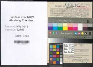 Entnazifizierung Erich Bode , geb. 14.12.1907 (Kaufmann)