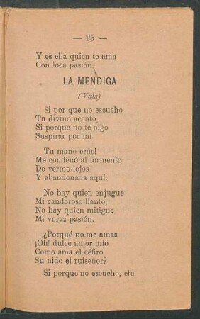 La mendiga : (Vals)