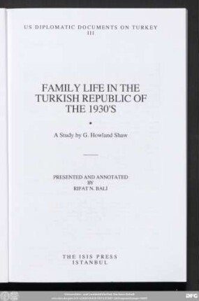 Family life in the Turkish Republic of the 1930's