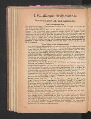 Immatrikulation, An- und Abmeldung