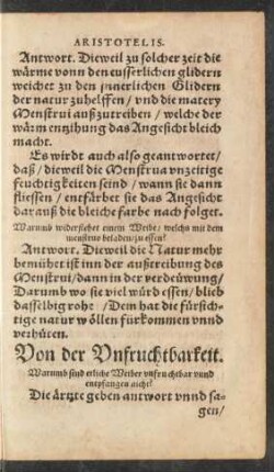 von der Unfruchtbarkeit.