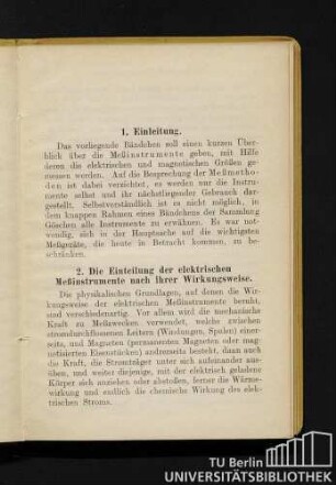 2. Die Einteilung der elektrischen Meßinstrumente nach ihrer Wirkungsweise.