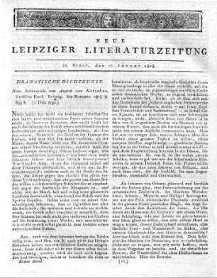 Neue Schauspiele von August von Kotzebue. Zwölfter Band. Leipzig, bey Kummer. 1805. 8. 654. S.