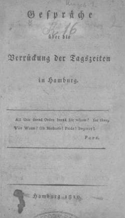 Gespräche über die Verrückung der Tageszeiten in Hamburg