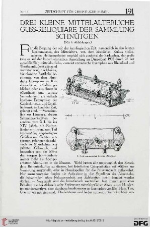 Drei kleine mittelalterliche Guss-Reliquiare der Sammlung Schnütgen