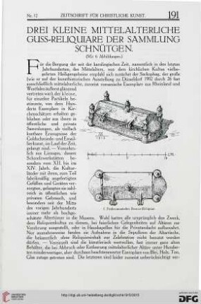 Drei kleine mittelalterliche Guss-Reliquiare der Sammlung Schnütgen