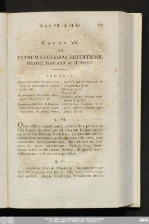 Caput VII. De Patrum Ecclesiae Eruditione, Maxime Profana Ac Humana.